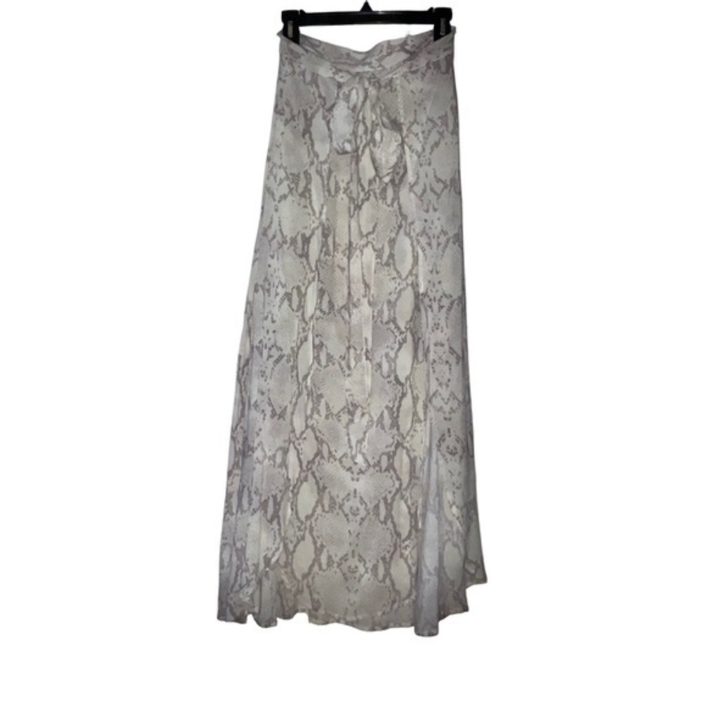 Olivaceous Sateen Maxi Skirt in Snakeskin Pattern Size S